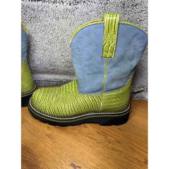 Ariat Fatbaby Green Croc & Blue Suede Western Cowgirl Boots 14746 Women’s Sz 8.5 - Picture 6 of 16